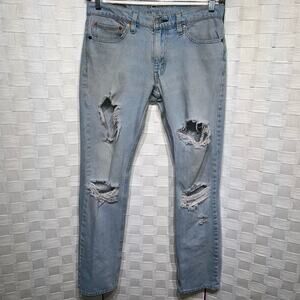 Levi's Women's 511 Slim Stretch Distressed Jeans Size 31X32 Light Wash